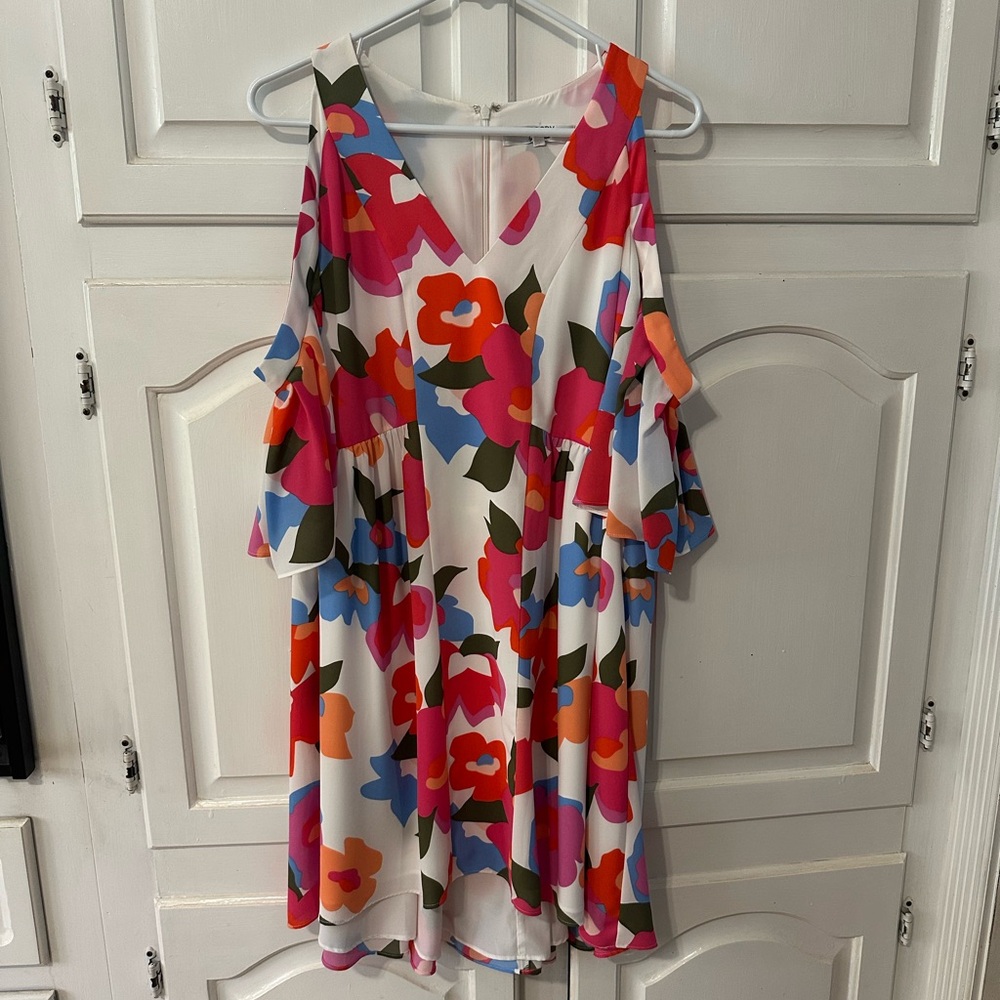 CROSBY by Mollie Burch Asymmetrical Floral Dress - Pink, Red, Blue
